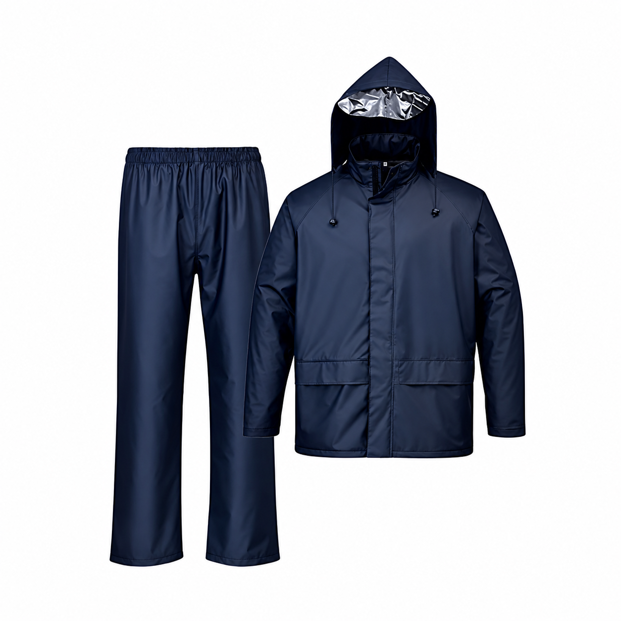 OPDVX – Heavy Duty Polyester Raincoat/Rainsuit With Hood Visor (Navy Blue)